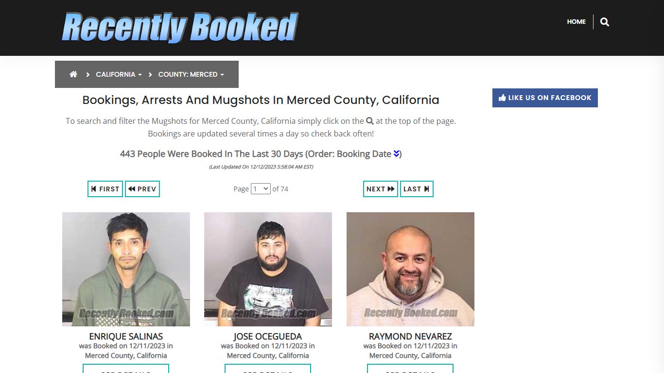Bookings, Arrests and Mugshots in Merced County, California