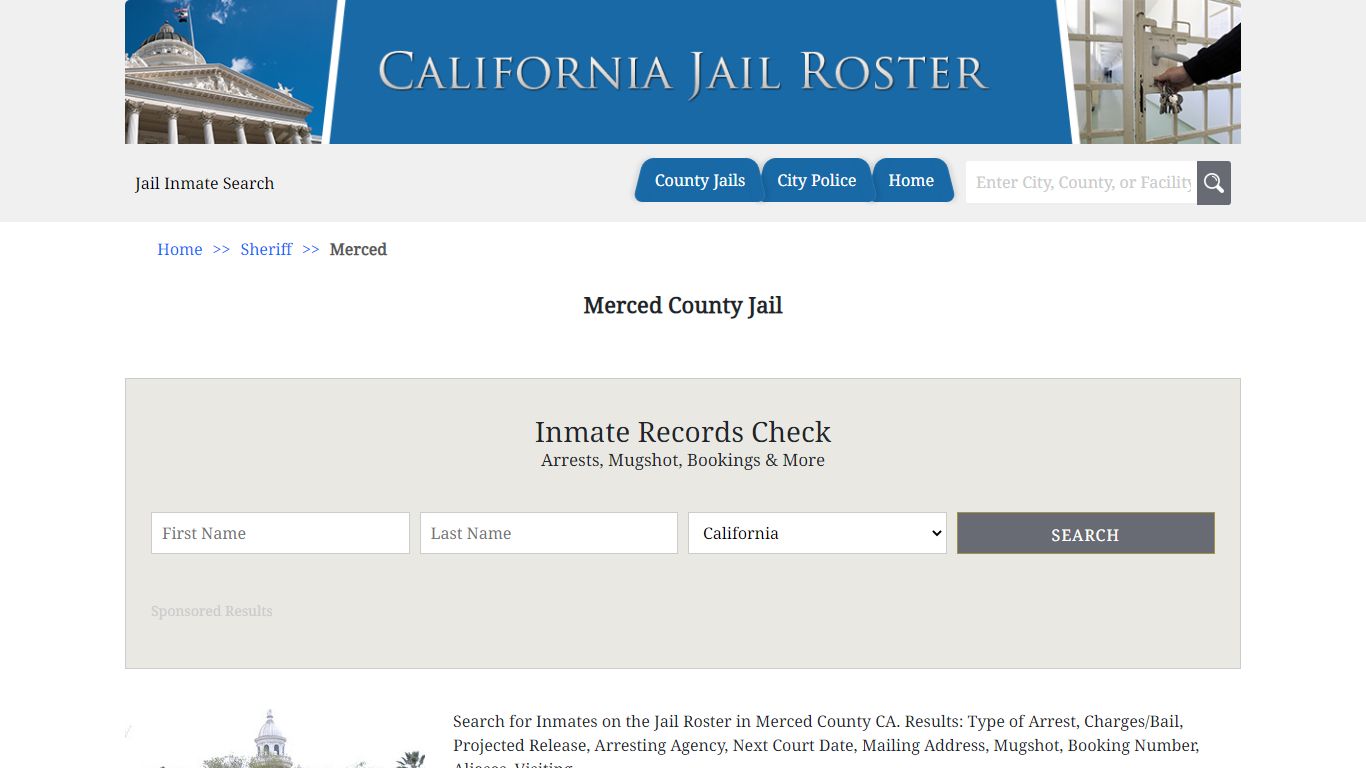 Merced County Jail | Jail Roster Search
