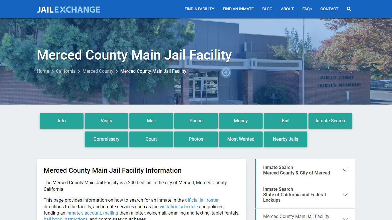 Merced County Main Jail Facility, CA Inmate Search, Information
